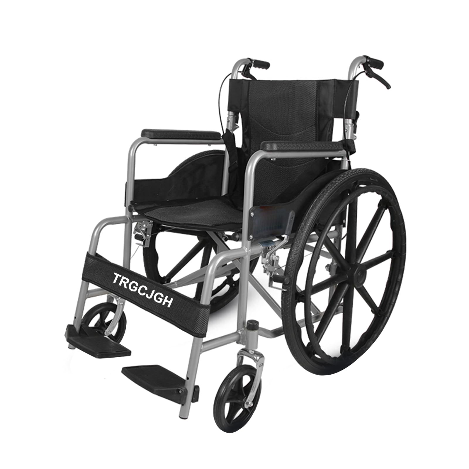 Sedia a rotelle pieghevole, Manuale, Sedia a Rotelle da Transito Acciaio, Due sistemi frenanti, Schienale pieghevole,Sedile 45 cm(Black)