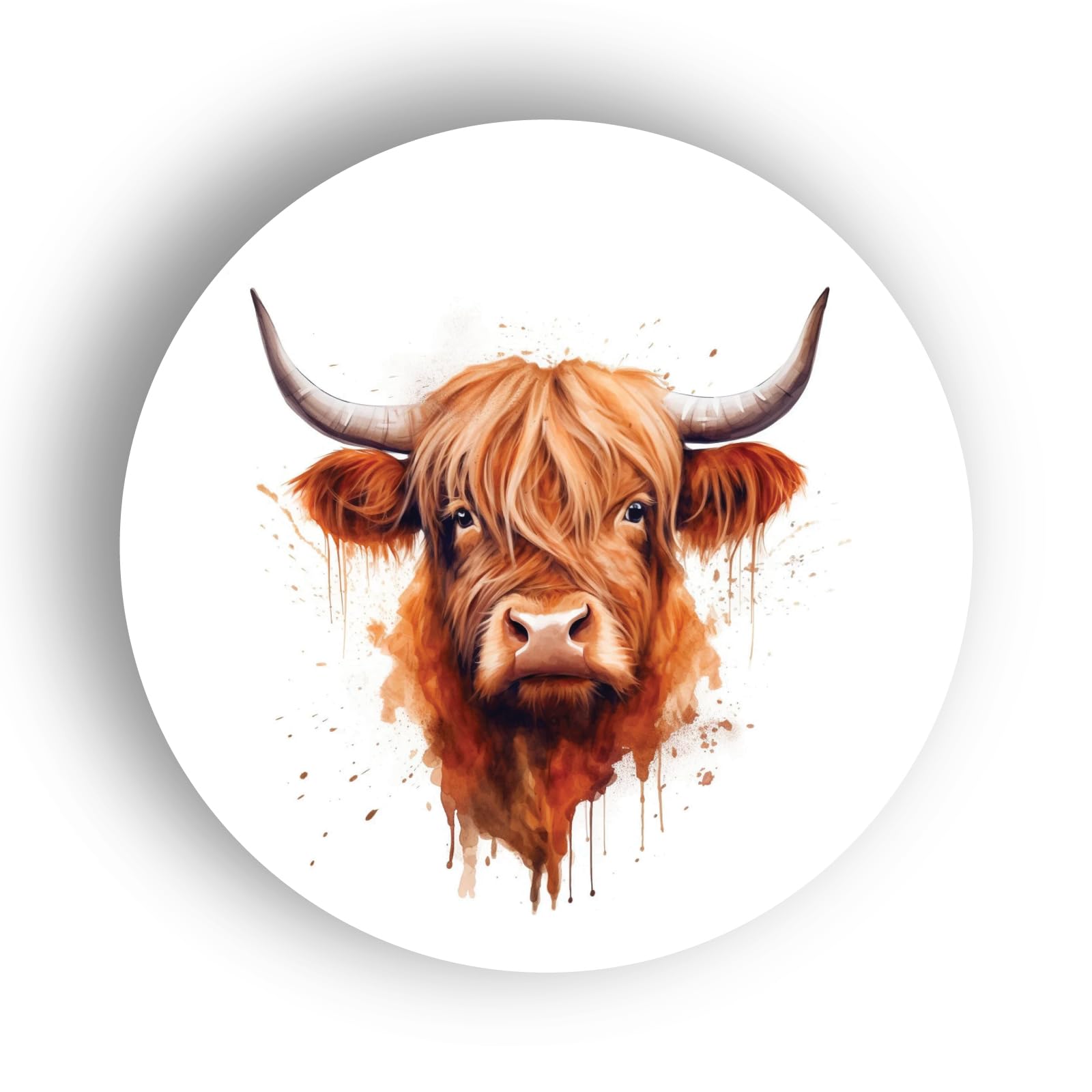 Pack of 180 Highland Cow Farm Animals vinyl Stickers - 37mm Self-adhesive Stickers - Scotland Cattle Multipack Stationery Craft Decor Labels - White Vinyl Stickers