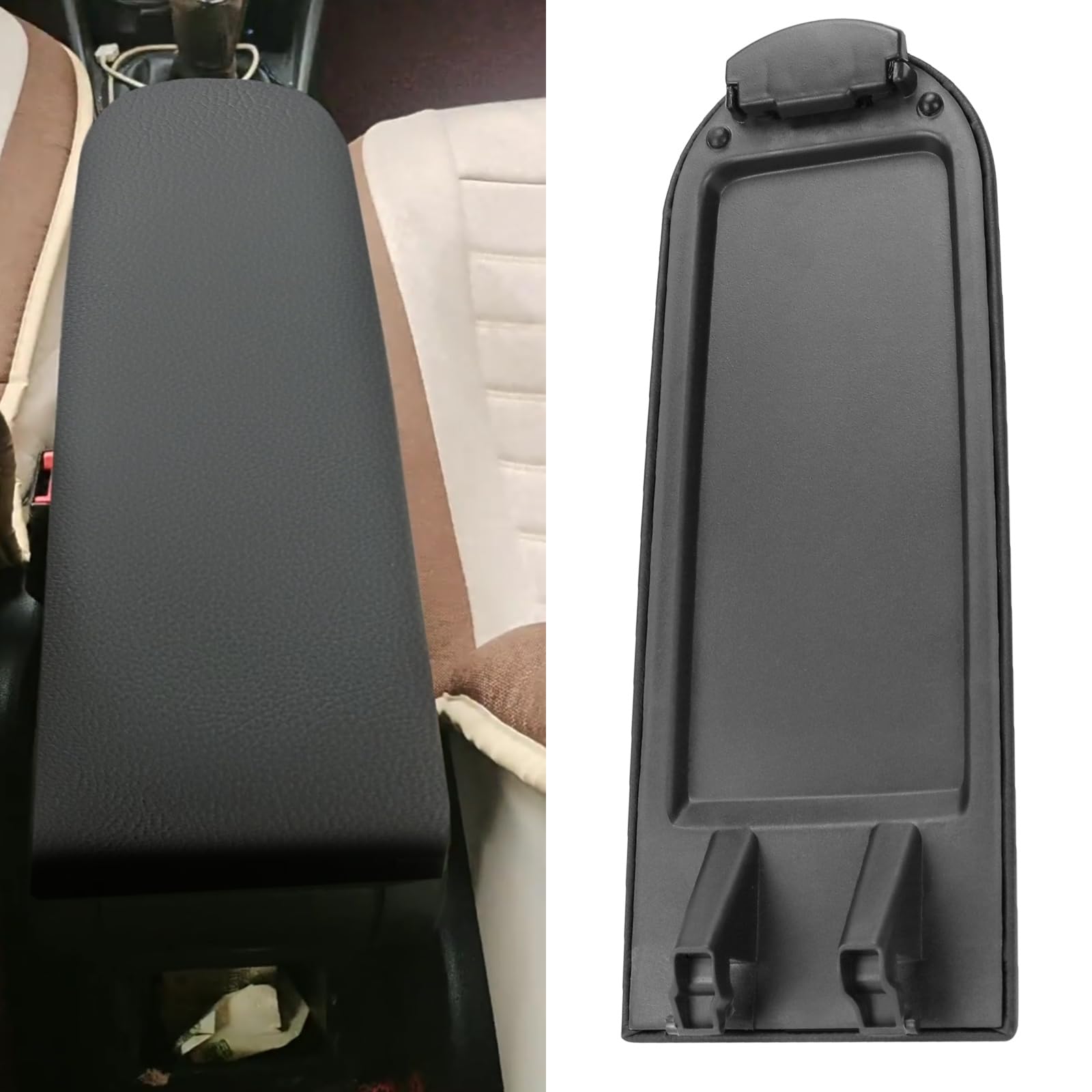 Tapa para reposabrazos compatible con VW Jetta Golf 4 MK4 Polo Bora Passat Lavida, piel sintética (negro)