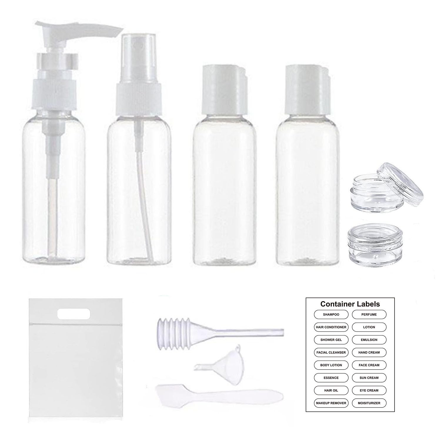 MORICOH 11 PCS Travel Bottles Set including 1 Flight Airport Security Liquid Bag, Travel Accessories