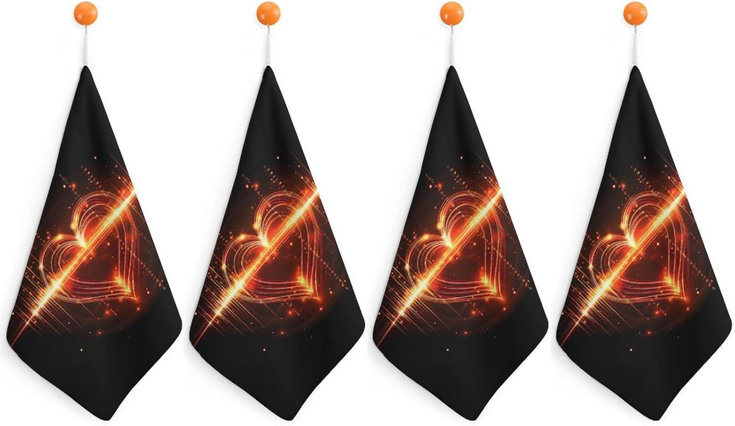 Heart ECG Towel Hand Towels Decorative Towel for Bathroom Kitchen Shower Gym 4PCS