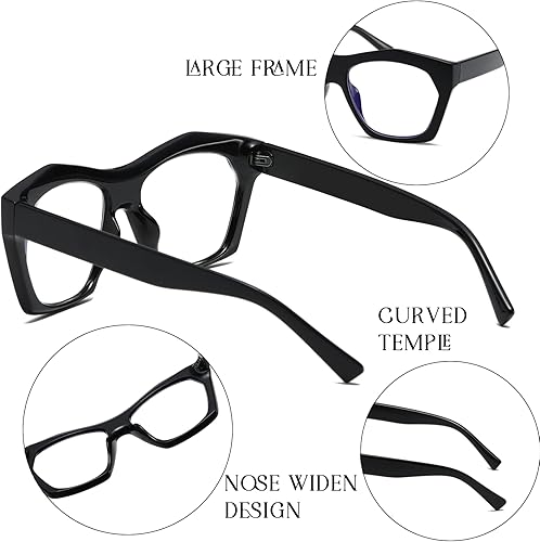 Miniatura 10 de Paquete de 3 anteojos de lectura para mujer, diseño de marco, de gran tamaño, bloqueo de luz azul, lector de computadora + 2.5
