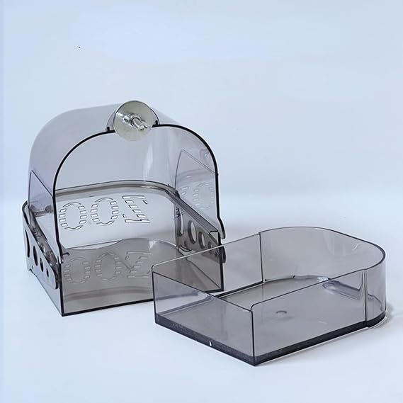 Bird Bath Cage, Cleaning Pet Supplies Cockatiel Bird Clean Bathtub with Hanging Hooks and Bottom Drawer for Cage Parrot Hanging Bathing Tub Bath Shower Box Accessory Supplies (Color : Transparent)