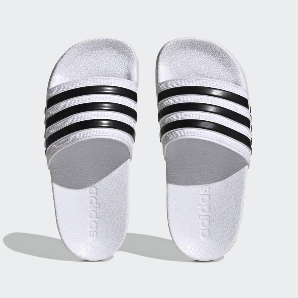 adidas Adilette Shower Slides Sandal, White/Black/Black, 2 US Unisex Little Kid