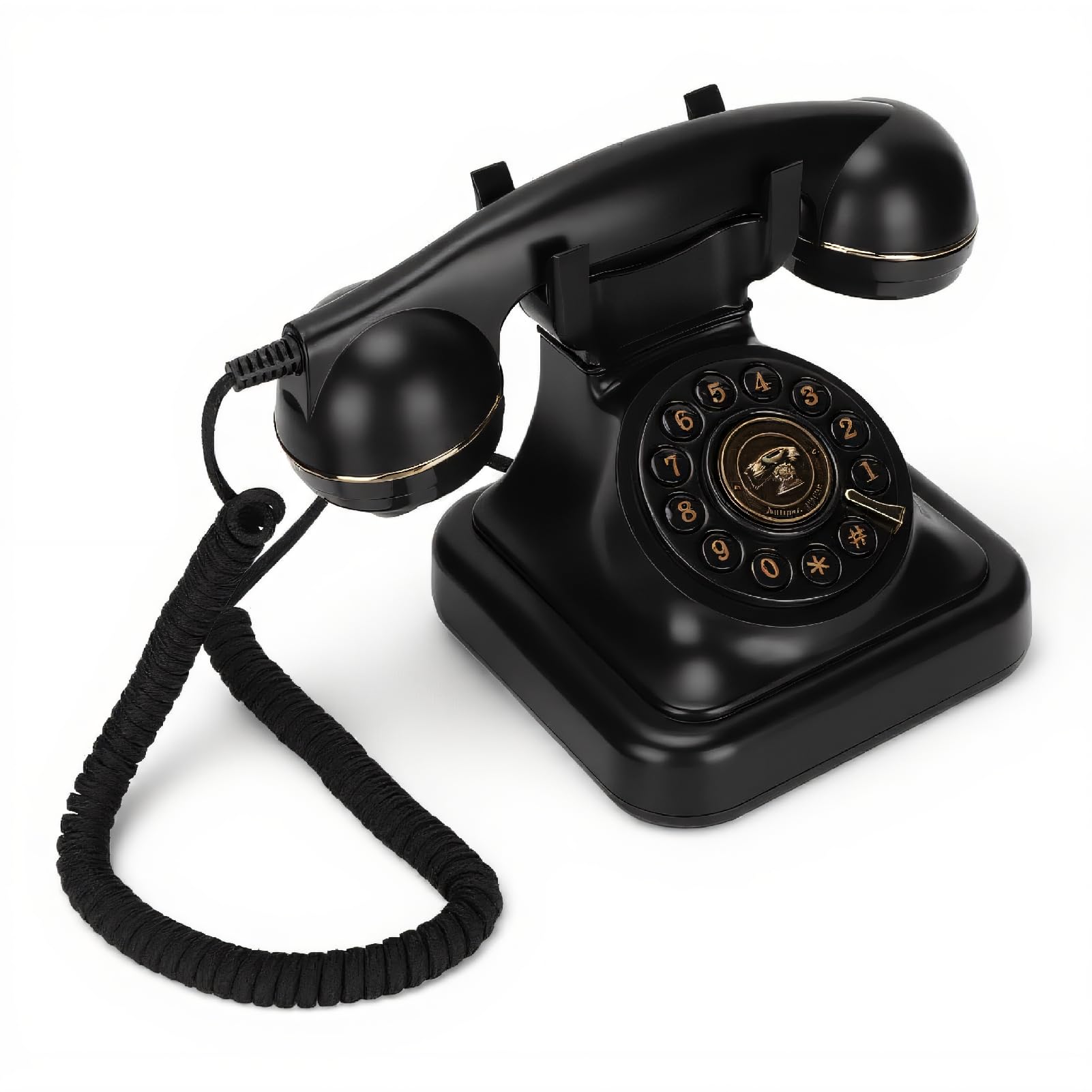 Teléfono Fijo Vintage, Teléfono de Escritorio con Cable Antiguo con Botón de Disco, Diseño Giratorio Clásico, Teléfono con Cable Retro para el Hogar y la Oficina
