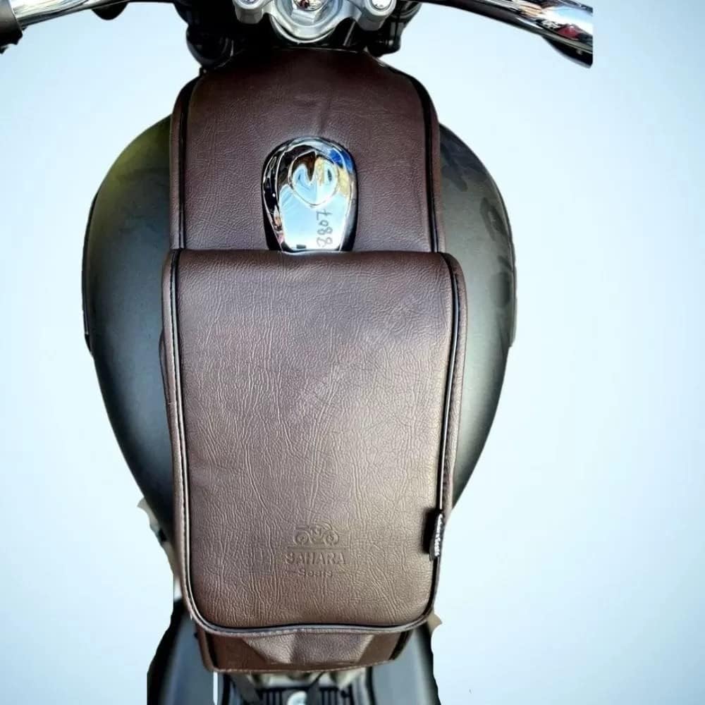 Highness CB 350/CB 350 RS Tank Cover/Tank Bag/Fuel Tank Bag Brown Waterproof and Scratch Proof Tank Cover-image-1