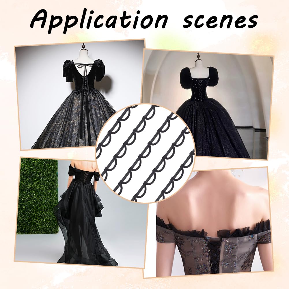 BENECREAT 1.1 Yard Black Corset Loops for Corset Lacing, 1-1/8 Inch Dress Back Satin Webbing Corset Back Interchangeable Zipper for Craft Wedding Accessories, Prom Dresses, Formal Dresses : Clothing, Shoes & Jewelry