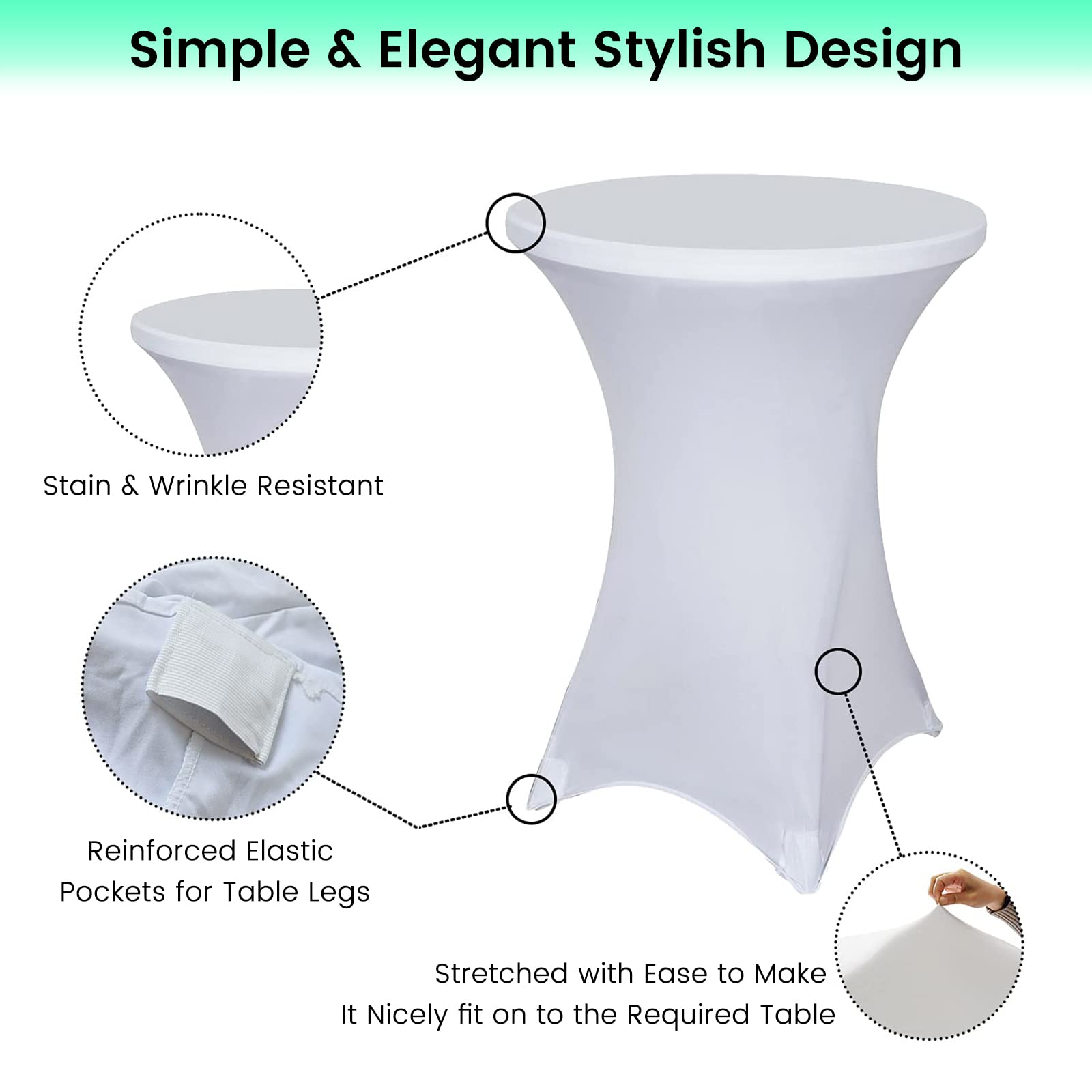 Juego de 2 fundas elásticas para mesa alta de 60 a 80 cm de diámetro, elegantes fundas de mesa para mesas altas y de bistro, fácil de limpiar y de secado rápido (N, diámetro de 80 cm)