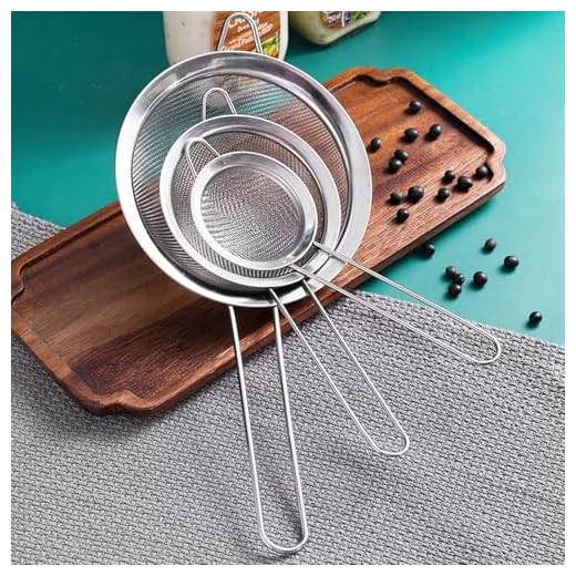 3 Piece Ultra Fine Wire Strainer with Handle, Small Medium Large Sieve Metal Strainer Set, Stainless Steel Sieve Fine Mesh Strainer for Kitchen Rice Juice Quinoa Food Flour Baking