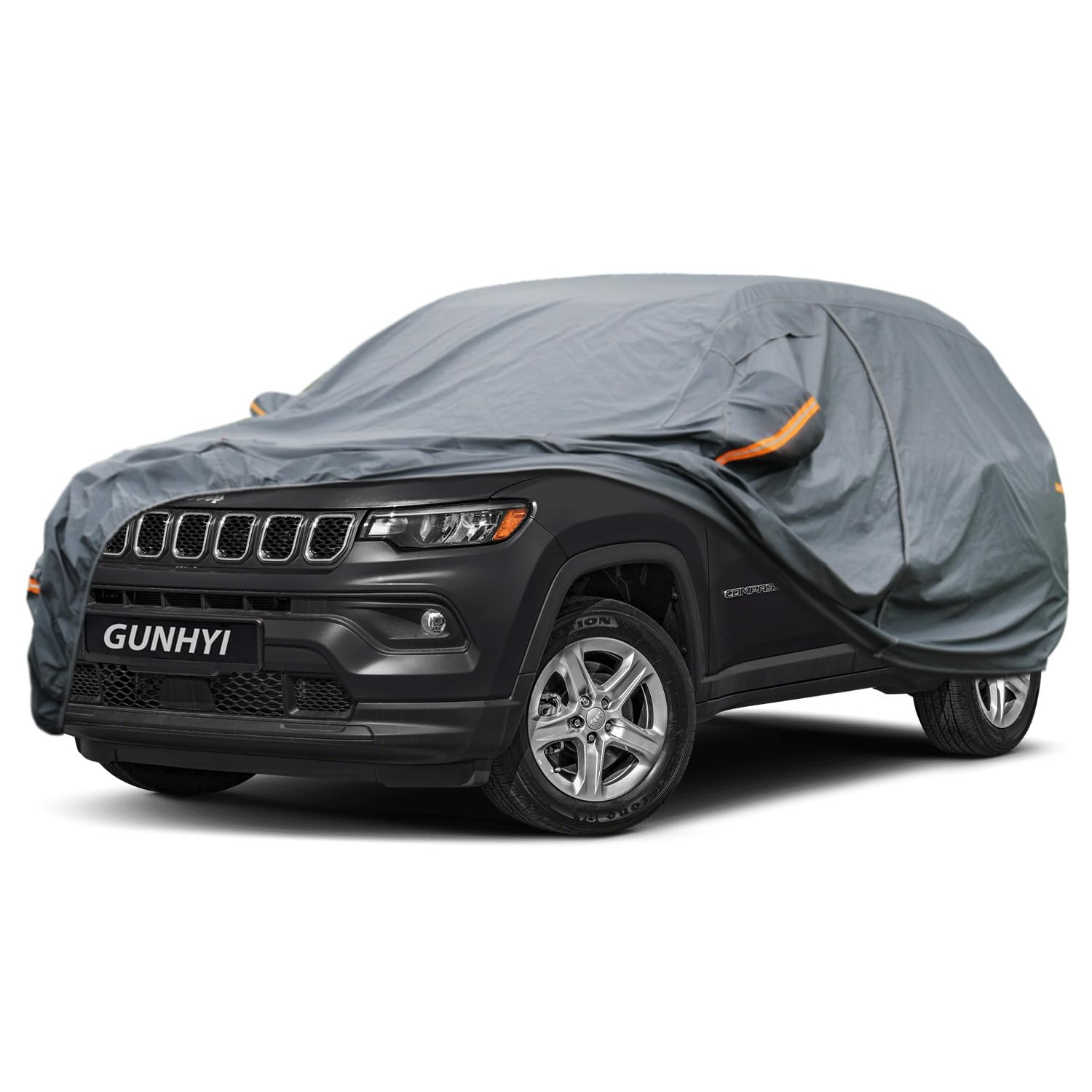 GUNHYI Premium Car Cover Custom Fit Jeep Compass, 16 Layers Heavy Duty Car Cover Waterproof All Weather with Zipper Door for Sun Rain Snow Dust Uv Protection