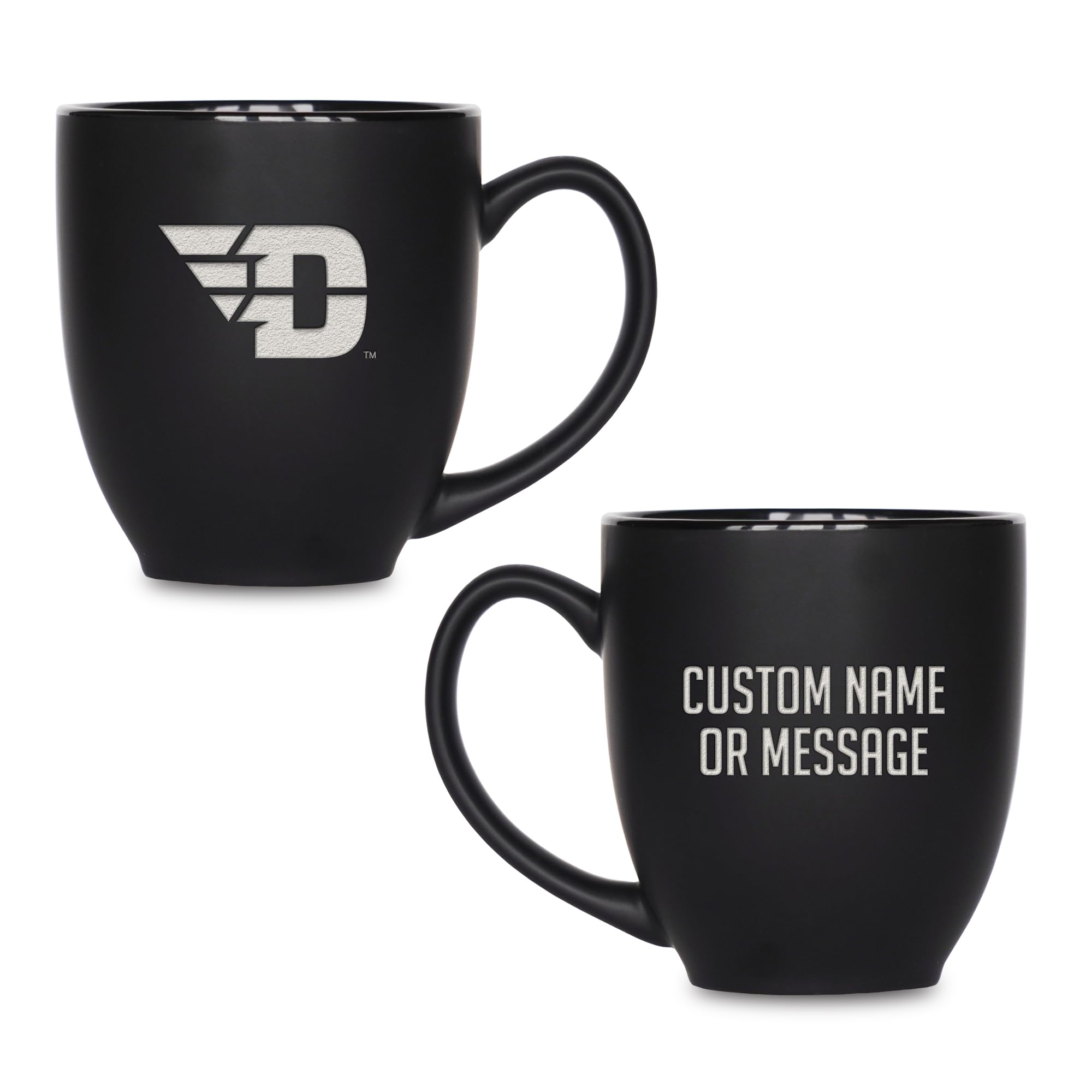 Rico Industries NCAA Primary 15-Oz Personalized Matte Black Bistro Mug - for Hot or Cold Drinks