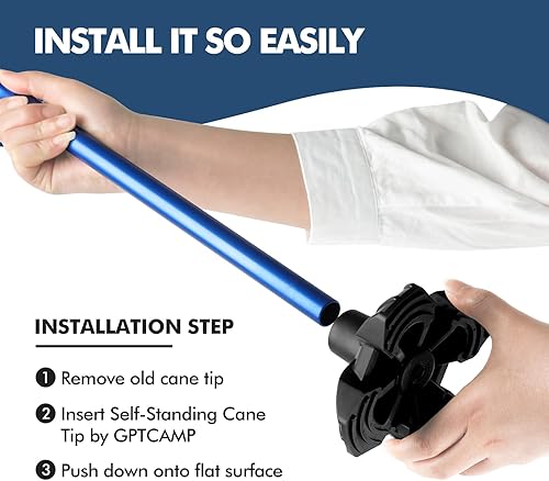 Miniatura 5 de GPTCAMP Punta de bastón  Reemplazo de goma para bastón cuádruple (34 pulgadas), soporte cuádruple estable para bastón  Accesorio universal de 4