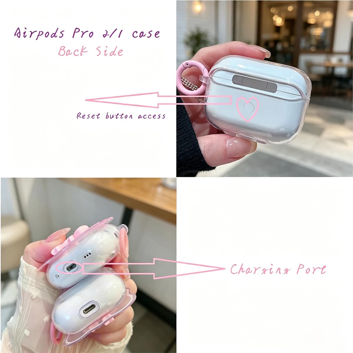 Amazon.com: Cute AirPods Pro 2/1 Gen Clear Case, Girly 3D Bow
