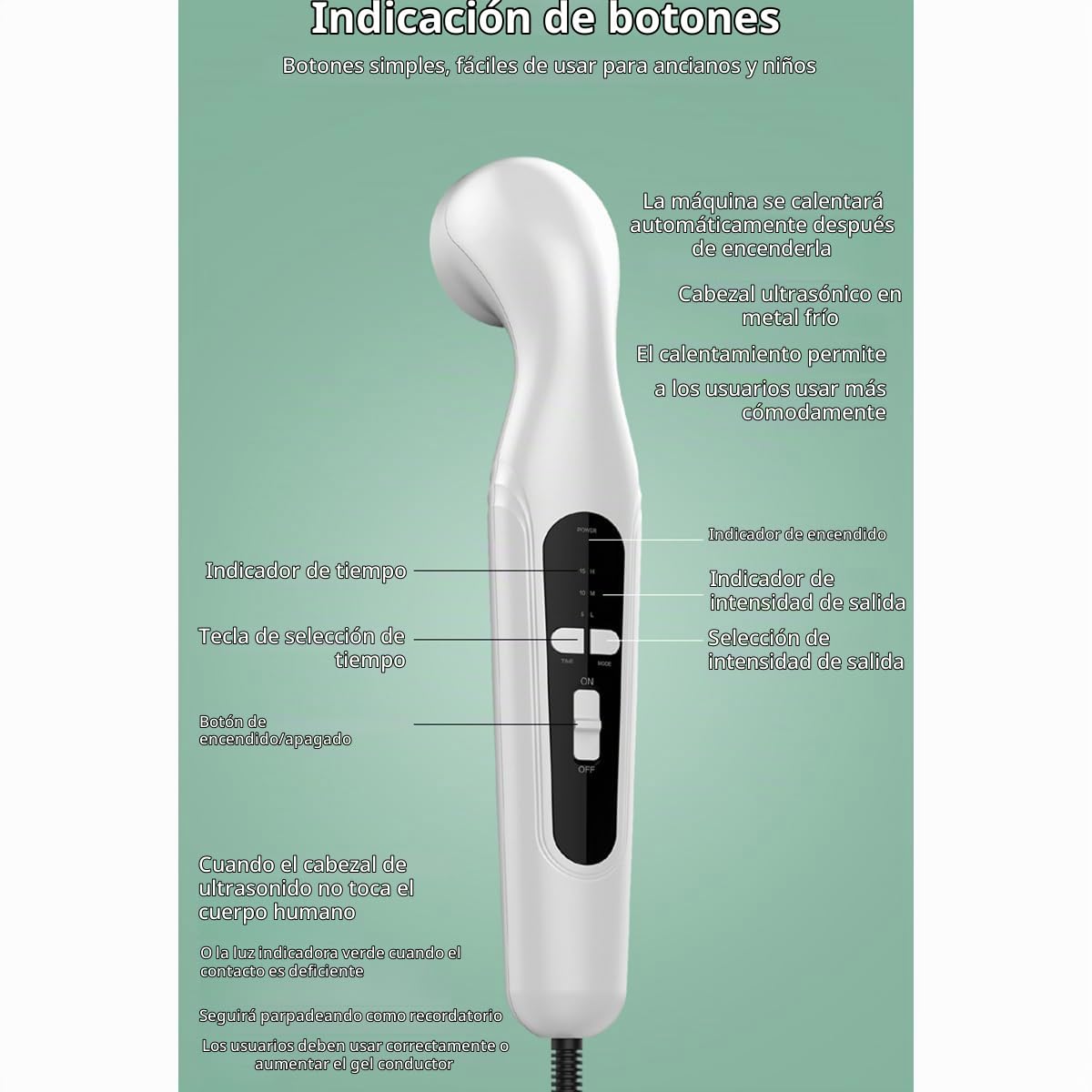 15W Equipo De Fisioterapia por Ultrasonido con 3 Velocidades Ajustables