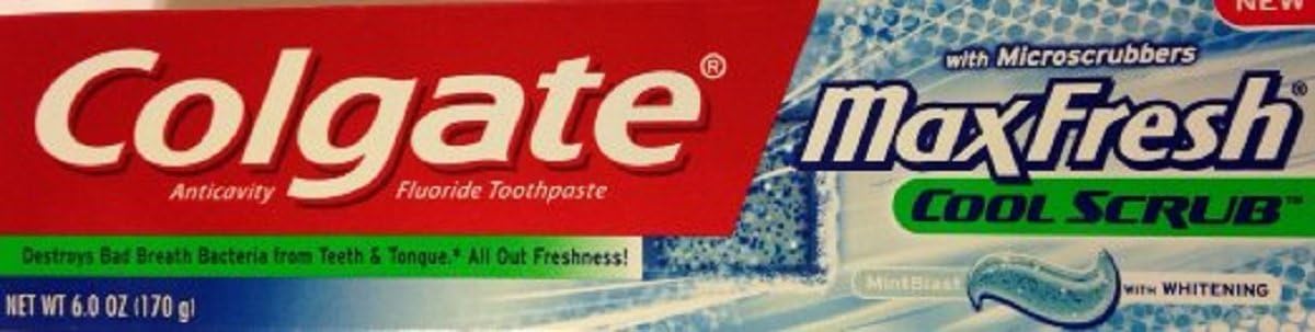 Colgate MaxFresh Cool Scrub Anticavity Fluoride Toothpaste with Whitening, 6 Ounce (Pack of 2)