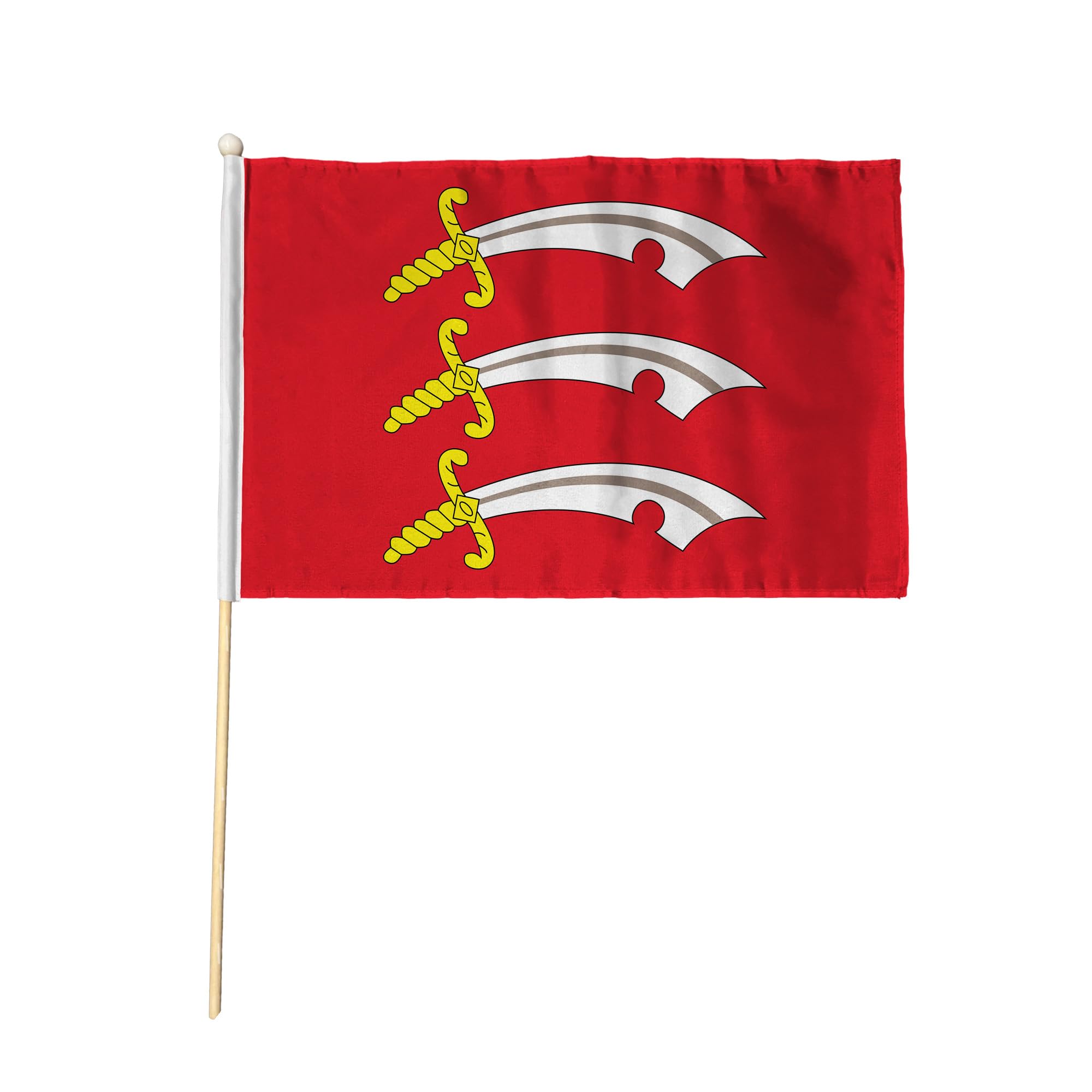 Flagtex Essex Hand Waving Flag (9x6 Inch) - Premium Wooden Stick Hand Flag 9x6 Inch Natural Wood Pole Essex County Flag Events Parades Celebrations