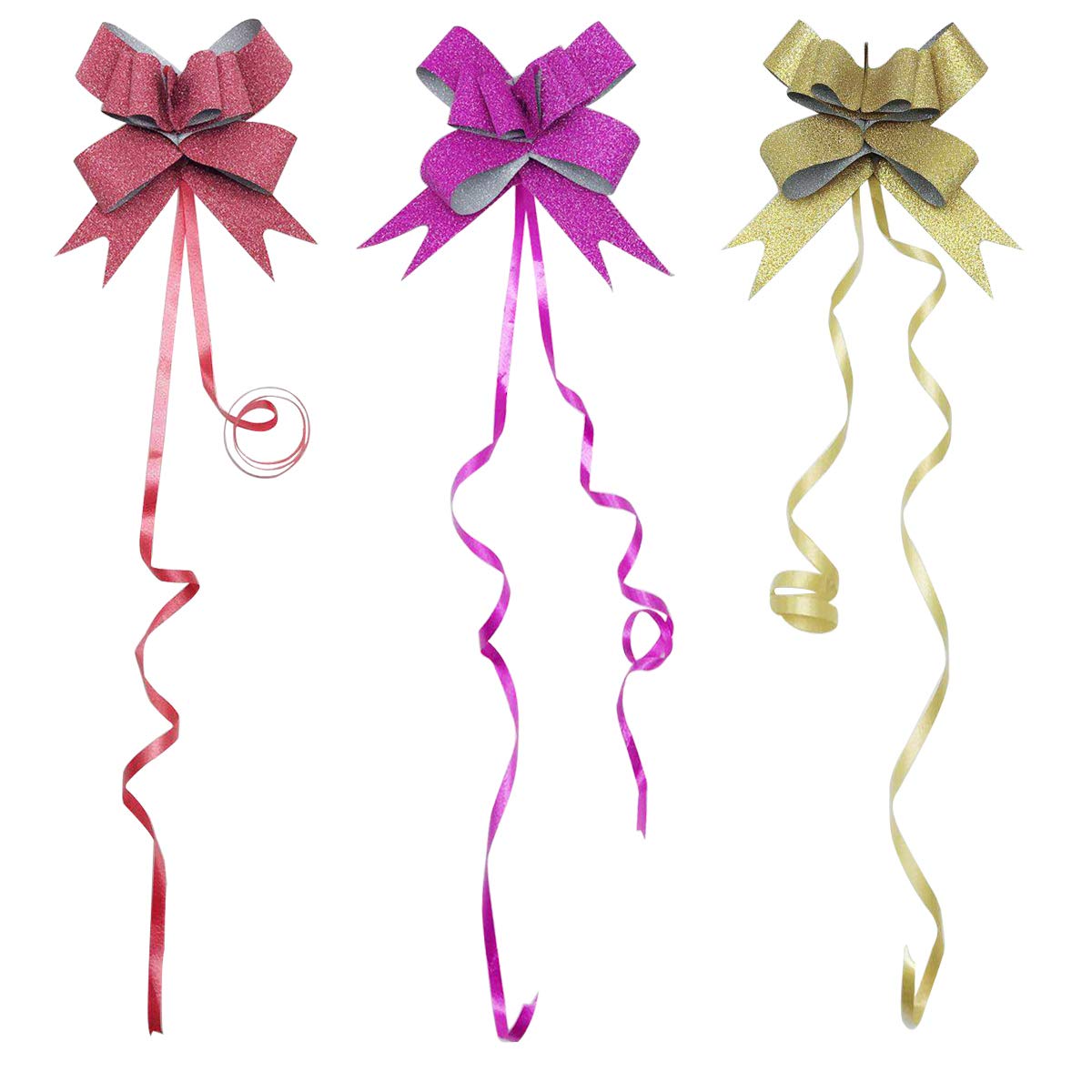 Woohome 120 Pz Lazos Regalos Grandes y 1 Rollo Puntos Pegamento, Cinta Regalo Navidad Bodas Fiestas Decoración
