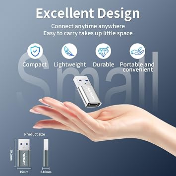 USB auf USB C Adapter 2 Stück3A Schnelles Laden 5Gbps DatenübertragungTyp C Buchse auf USB 3.0 Stecker OTG Adapter für M-ac Book Phone 15 16 17 Series Pad Pro G-alaxy Smartphone Laptop Tablet Silber