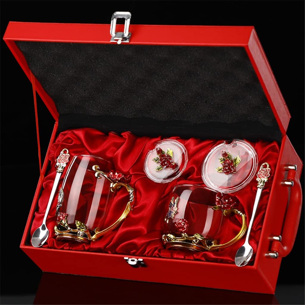 Rose Tea Cup Glass Home Heat-resistant Water Cup Milk Tea Cup Women's Set Cup