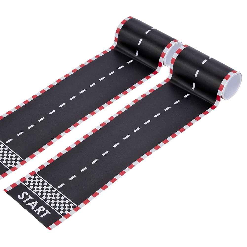 OLYCRAFT 4m Start Wall Border Road Stickers 10cm Wide Black Track Tape Sticker Self-Adhesive Roads Model Stickers Racing Party Decoration Sticker Adhesive Plastic Tape for Roads Birthday Party Decor