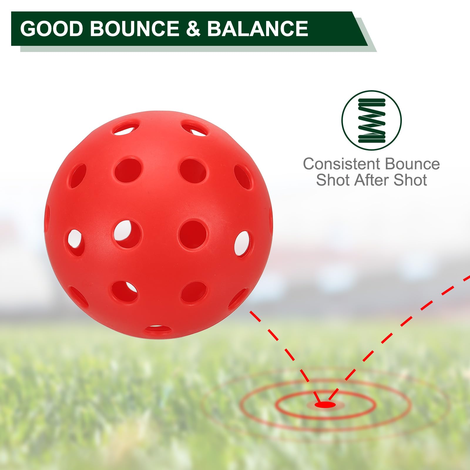 PATIKIL Outdoor Pickleball Balls, 8 Pack, Red, 74mm (2.9inch) Diameter, 26g, 40 Holes, Suitable for Amateurs Indoor/Outdoor Use - Image 3
