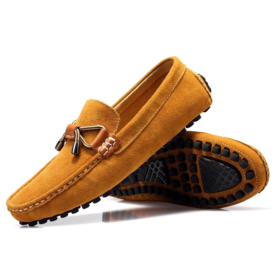 Mens Loafers Nubuck Leather Driving Loafers Stitching Details Flexible Comfortable Slip Resistant Casual Slip-ons2