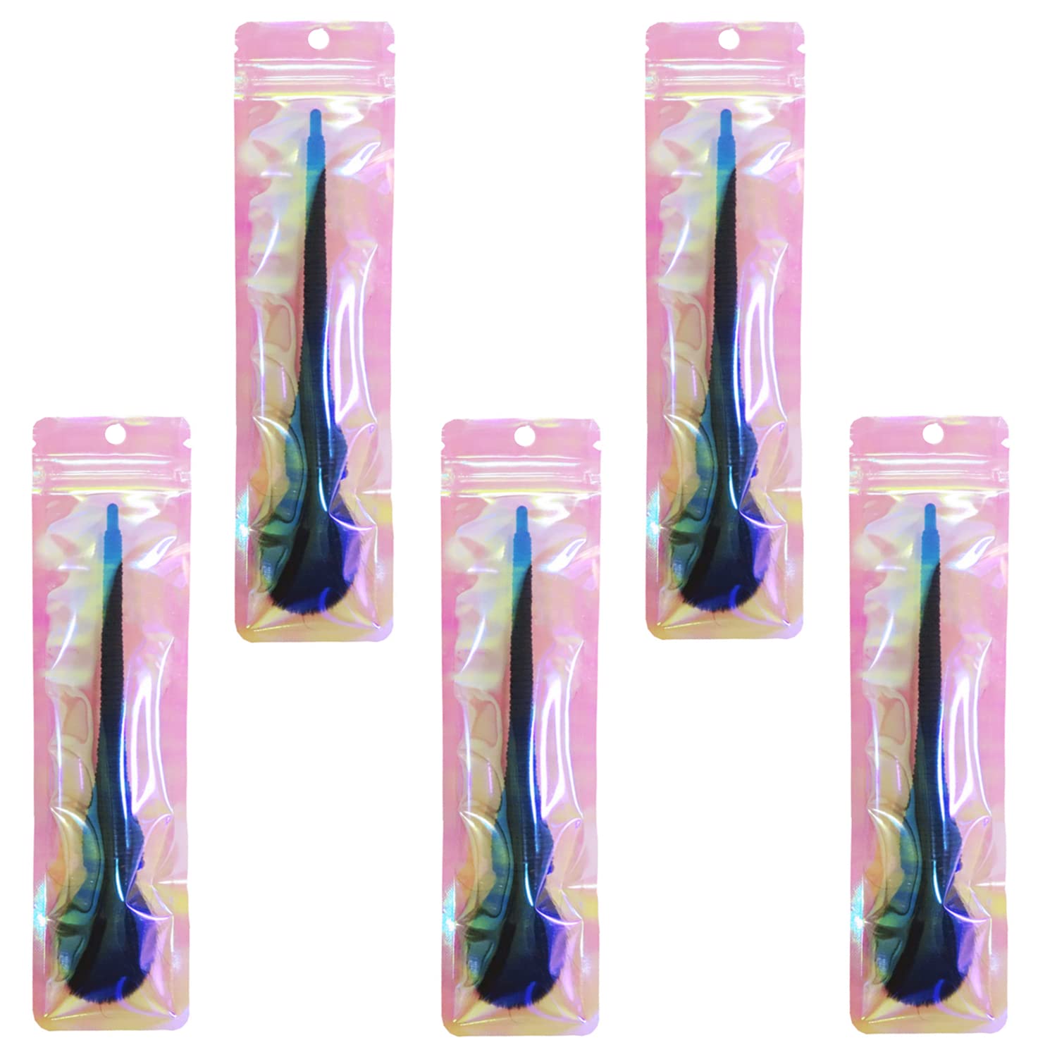 200 Pack Resealable Smell Proof Bags Pouch Packaging - Long Holographic Bags Plastic Mylar Ziplock Bags For Party Favor Food Storage (Clear Rainbow Pink,2.4x9" )