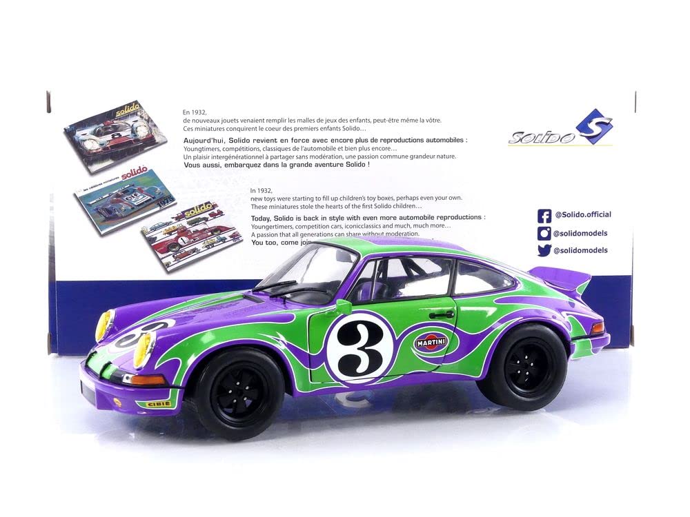 Solido S1801117 1:18 Hippy Tribute 1973 Porsche, viola/verde