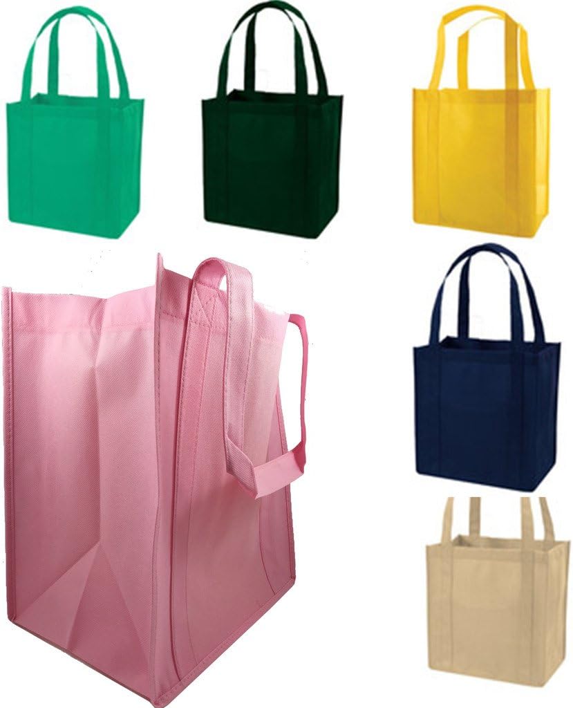 Set of 5 Reusable Grocery Shopping Tote Bags Holds 30+ lbs