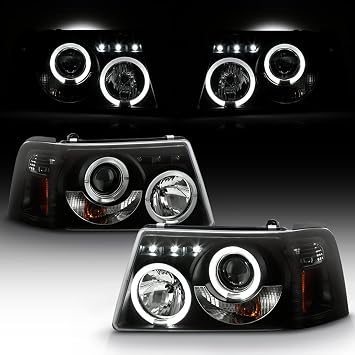 ACANII - For 2001-2011 Ford Ranger LED Halo Black Smoked Projector Headlights w/Corner Headlamps, Driver & Passenger