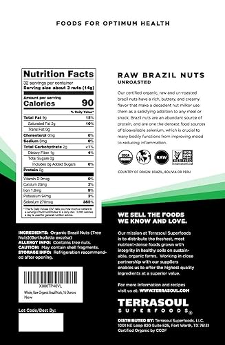 Miniatura 2 de Terrasoul Superfoods Nueces de Brasil orgánicas 1 libra crudas  Sin sal  Ricas en selenio