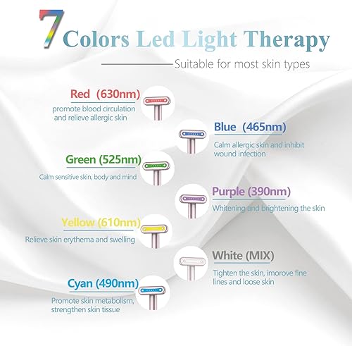 Miniatura 3 de Terapia de luz roja, terapia de luz facial LED, 7 colores, varita de belleza para ojos, masajeador facial rojo para cuidado de la piel y herramienta