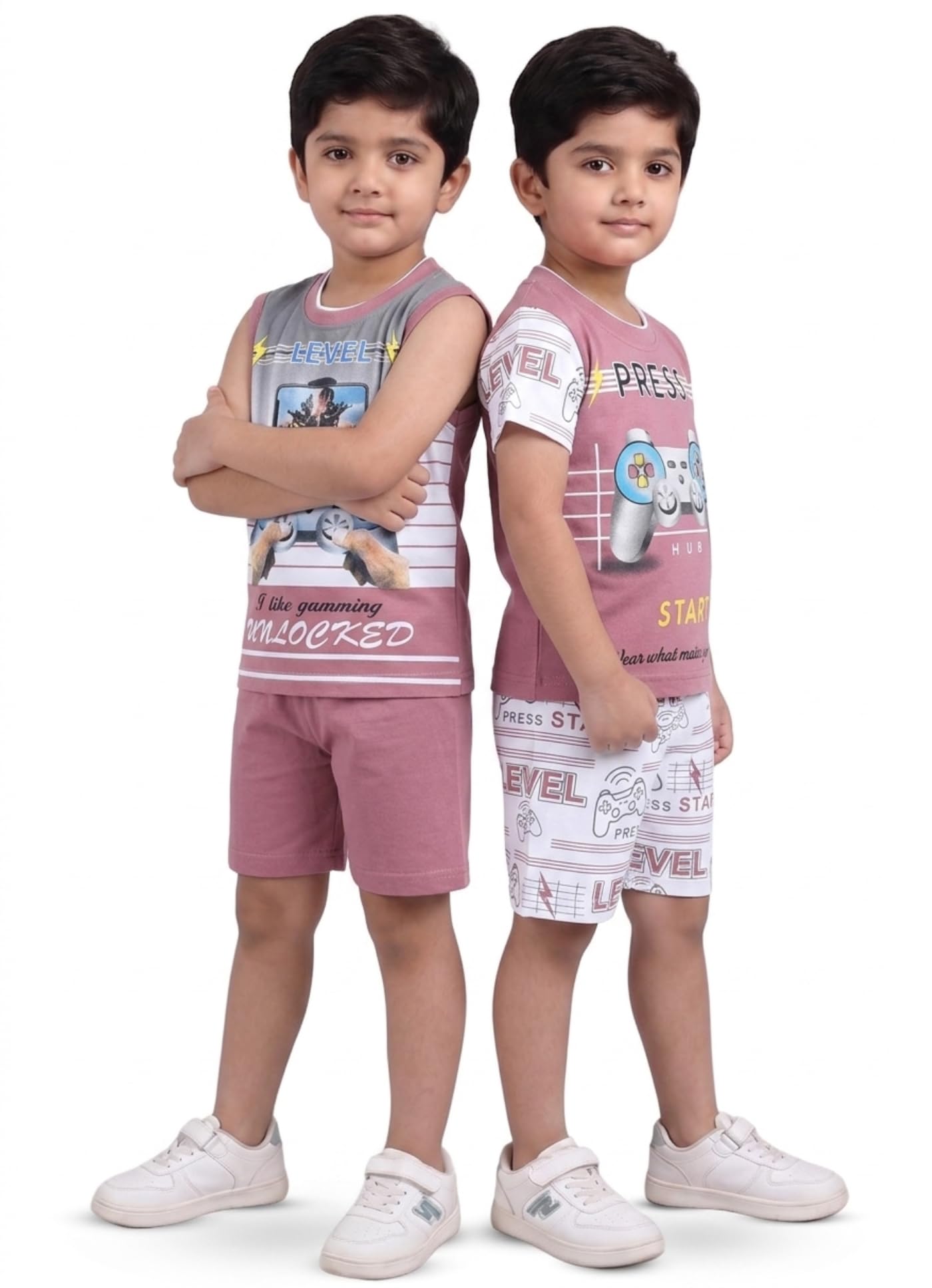 Pure Cotton T-shirt and Shorts Set for Kids-image-47