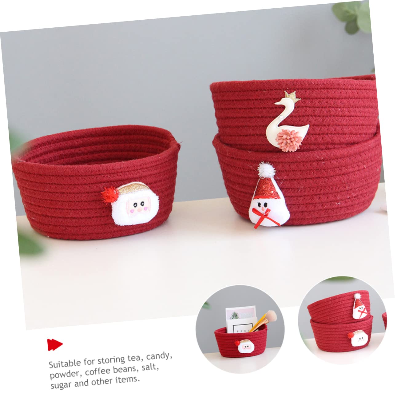 Alipis 4 Piezas Caja De Almacenamiento Cestas para Cesta Vacía De Papá Noel De Vacaciones Pequeña De Cuerda s De Almacenamiento De Navidad Pequeña