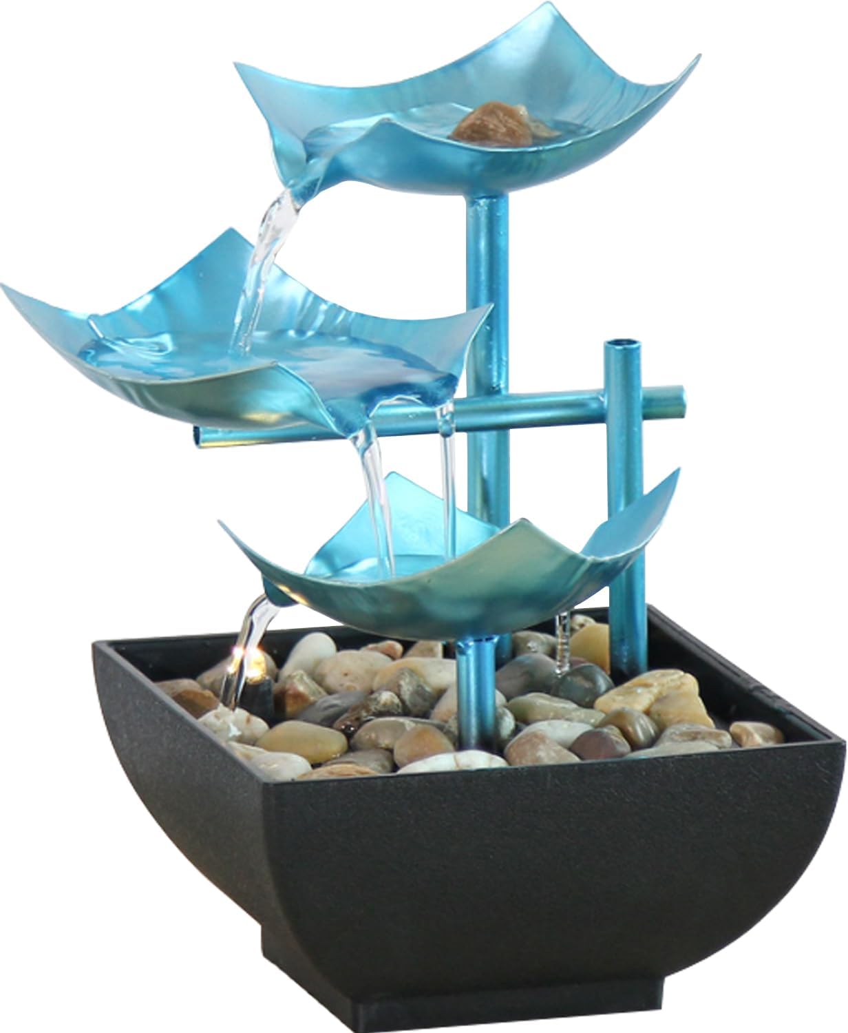 Iblue Tabletop Fountain Waterfall Machine,Circulating Desktop Fountain Water- Automatic Pump, Deep Basin & Natural Rocks,Indoor Zen Relaxation for Office, Living Room, or Bedroom,#H102 (Color 04)