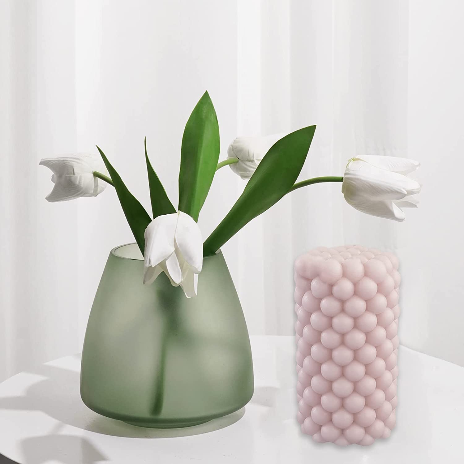 MEISO Moule Silicone Bougie Cylindrique 3D - Moule Bougie Parfumée Fait Maison