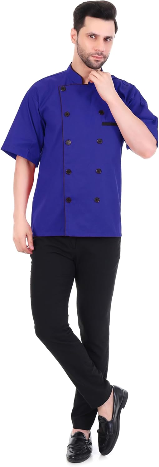 ST-11 Half Sleeves Black Piping Chef Jacket | Chef Coat | Chef Uniform for Men | Chef Dress for Kitchen