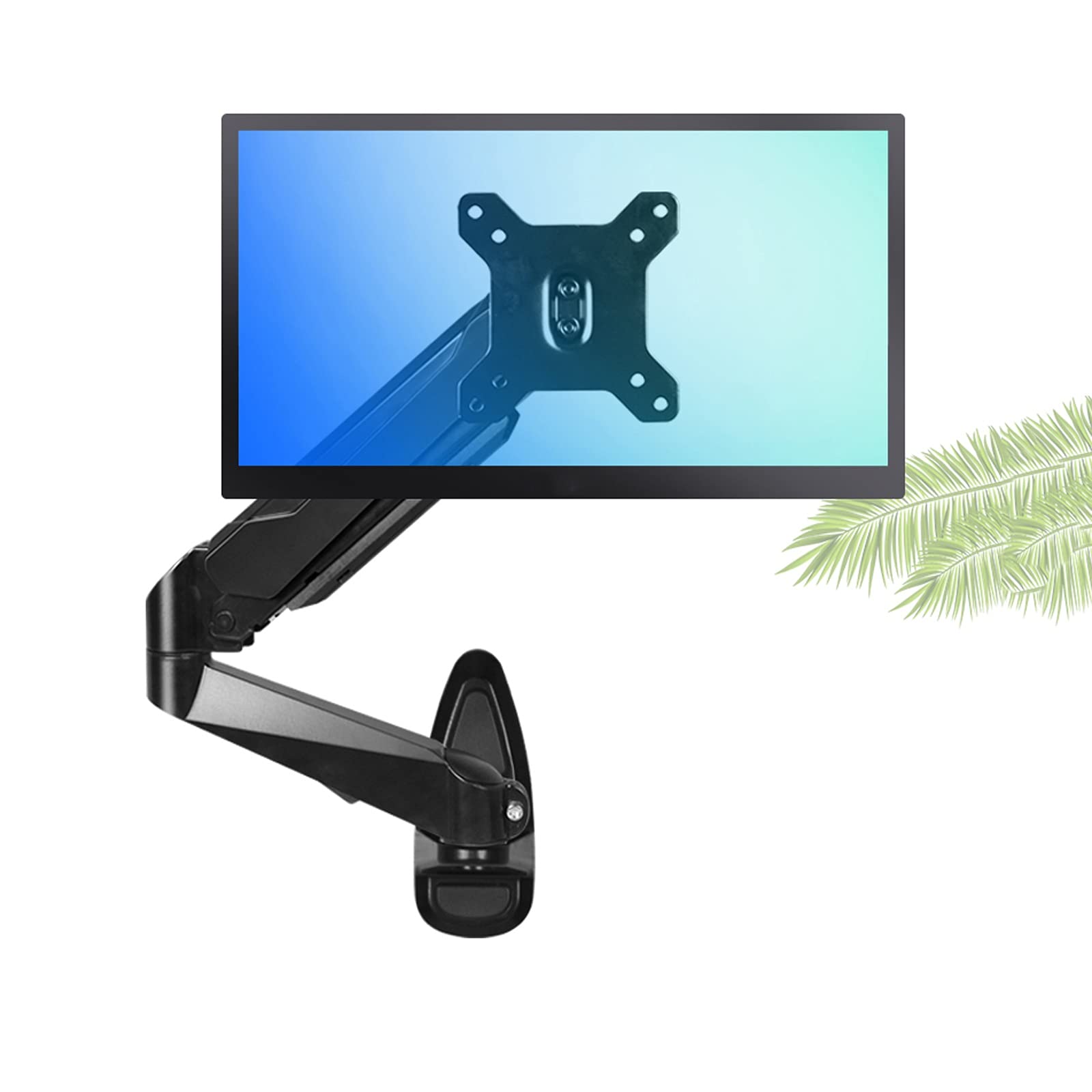 SaryEdge Monitor Desk Mount Single Monitor Desk Mount Long Arm Monitor Stand Mount With Gas Spring Wall-mounted Height Adjustable VESA Bracket for 15"-27" Scre,Black-C