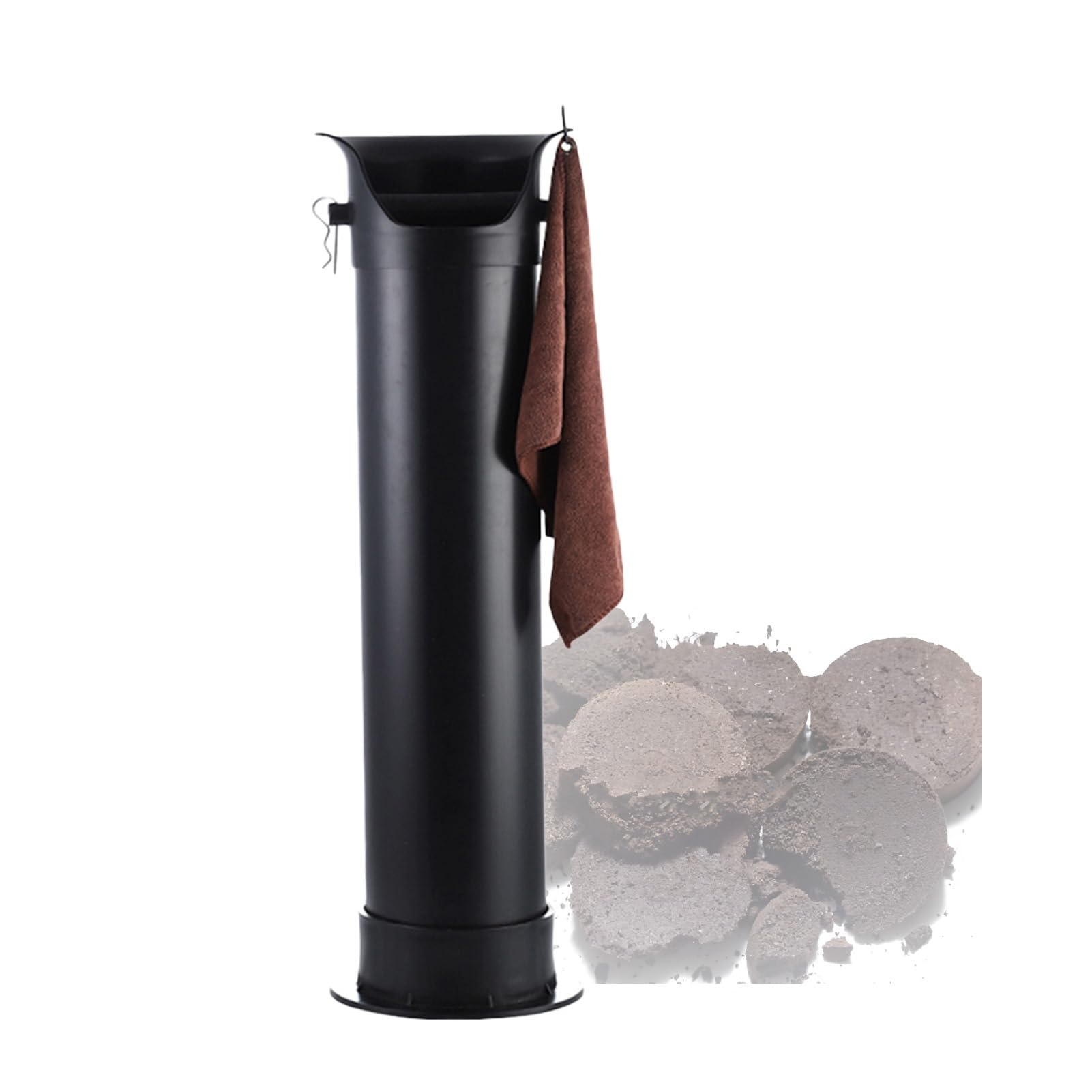 Coffee Grounds Bucket, Large Capacity Knock Box with Garbage Bags and Towel, for Milk Tea Shop Teahouse Bar(Black)
