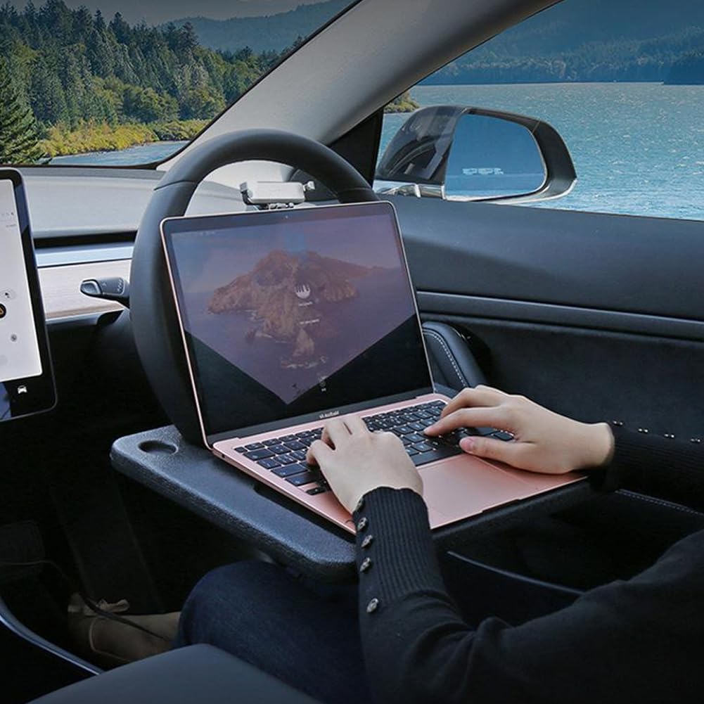 Biurko z kierownicą do samochodu, na laptopa, do jadalni, na kierownicę, komputer, wielofunkcyjny, przenośny stół z kierownicą, pasuje do większości pojazdów i kierownic
