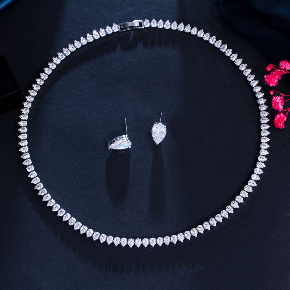 Set di gioielli da sposa per donna, collana AAA + zircone set di gioielli anallergici regalo di compleanno per fidanzamento matrimonio, set di gioielli da sposa per donna per festival