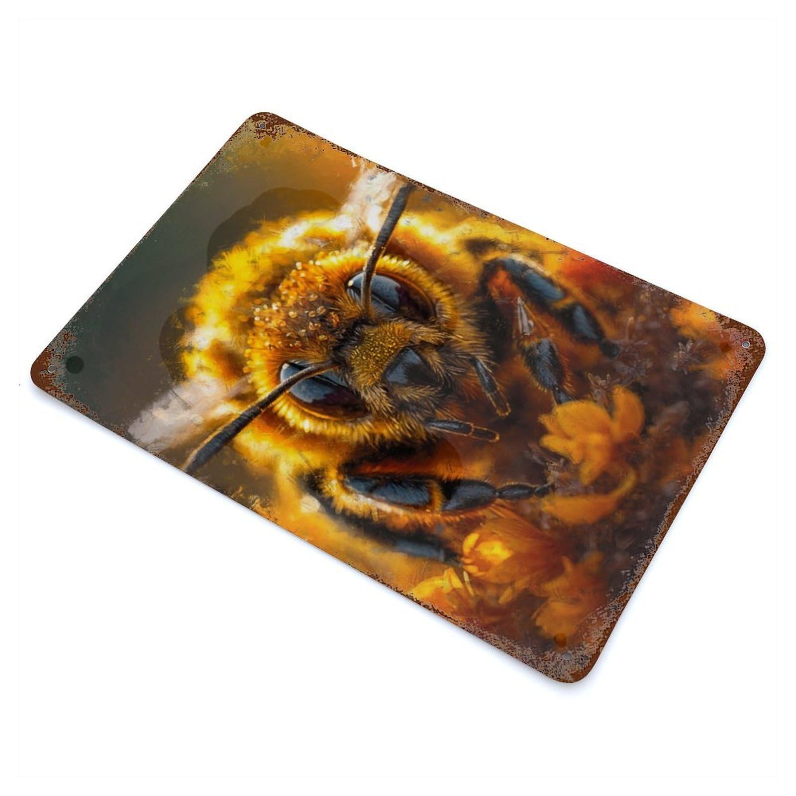 Garage Style Buzzing Harmony Rust Effect Tin Sign 11.8"x7.9", Farmhouse Wall Decor for Bar And Workshop