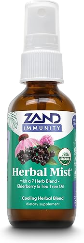 ZAND Herbals Herbal Mist - Spray refrescante para la garganta con mezcla de 7 hierbas – saúco orgánico, equinácea, raíz de regaliz, menta, salvia y