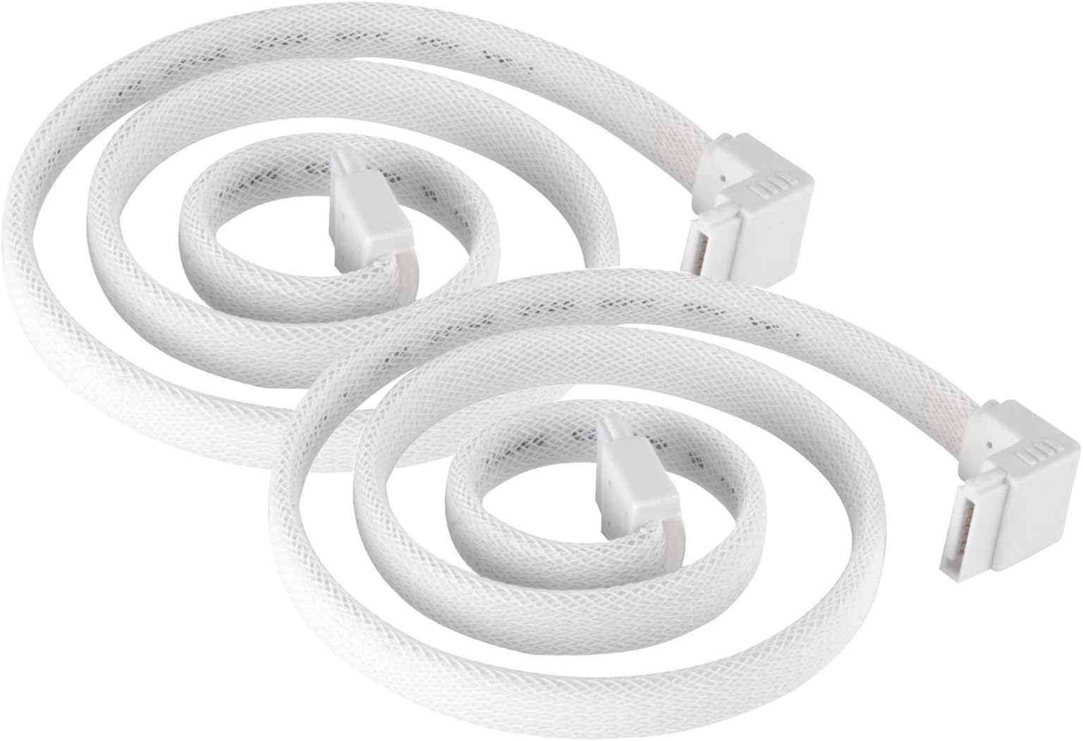 Silverstone Technology CP08W 90 Degree SATA 3 Sleeved White Cable with EMI Guard for 6Gb/s 2-Pack, SST-CP08W-USA-2PACK