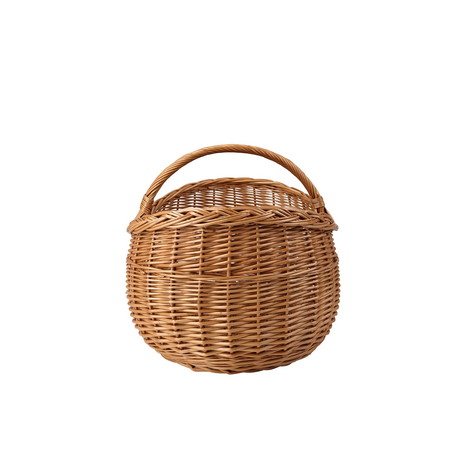 e-wicker24 Duży kosz kominkowy z wikliny w naturalnym kolorze, wiklinowy kosz na drewno kominkowe