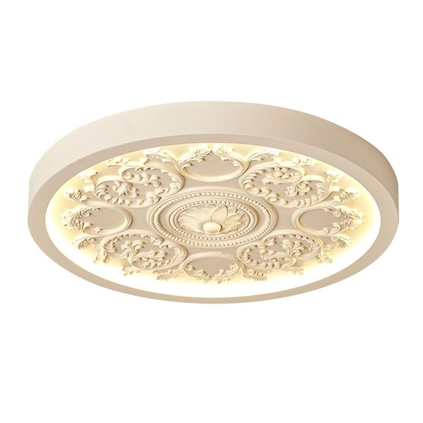 DUddTTW Resin Ceiling Light Fixture Carved Flush Mount Lighting 3000K-6000K Close to Ceiling Light Dimmable Ceiling Lamp LED Chandelier(Milk Coffee,43cm)