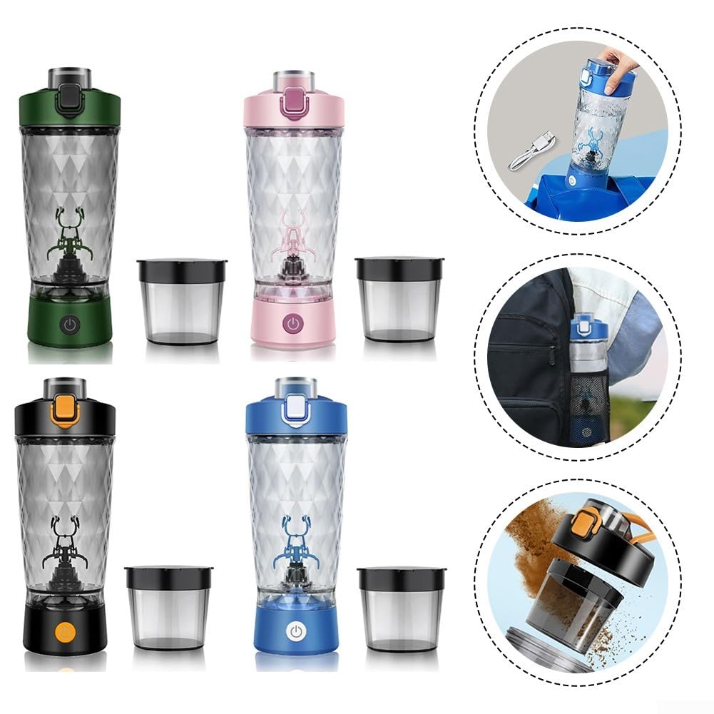 Mescola i tuoi pasti ovunque con questo shaker elettrico ricaricabile tramite USB, leggero ed efficiente per miscelare le proteine (verde)