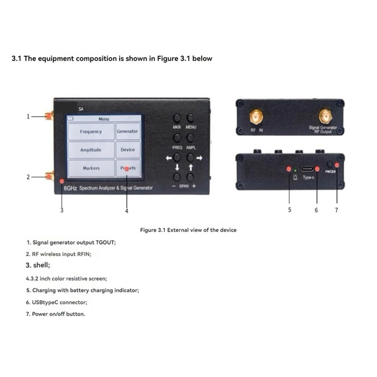 Netzwerkanalysator, SA 6G Handheld Digital Spectrum Analyzer Signal Generator 35-6200Mhz