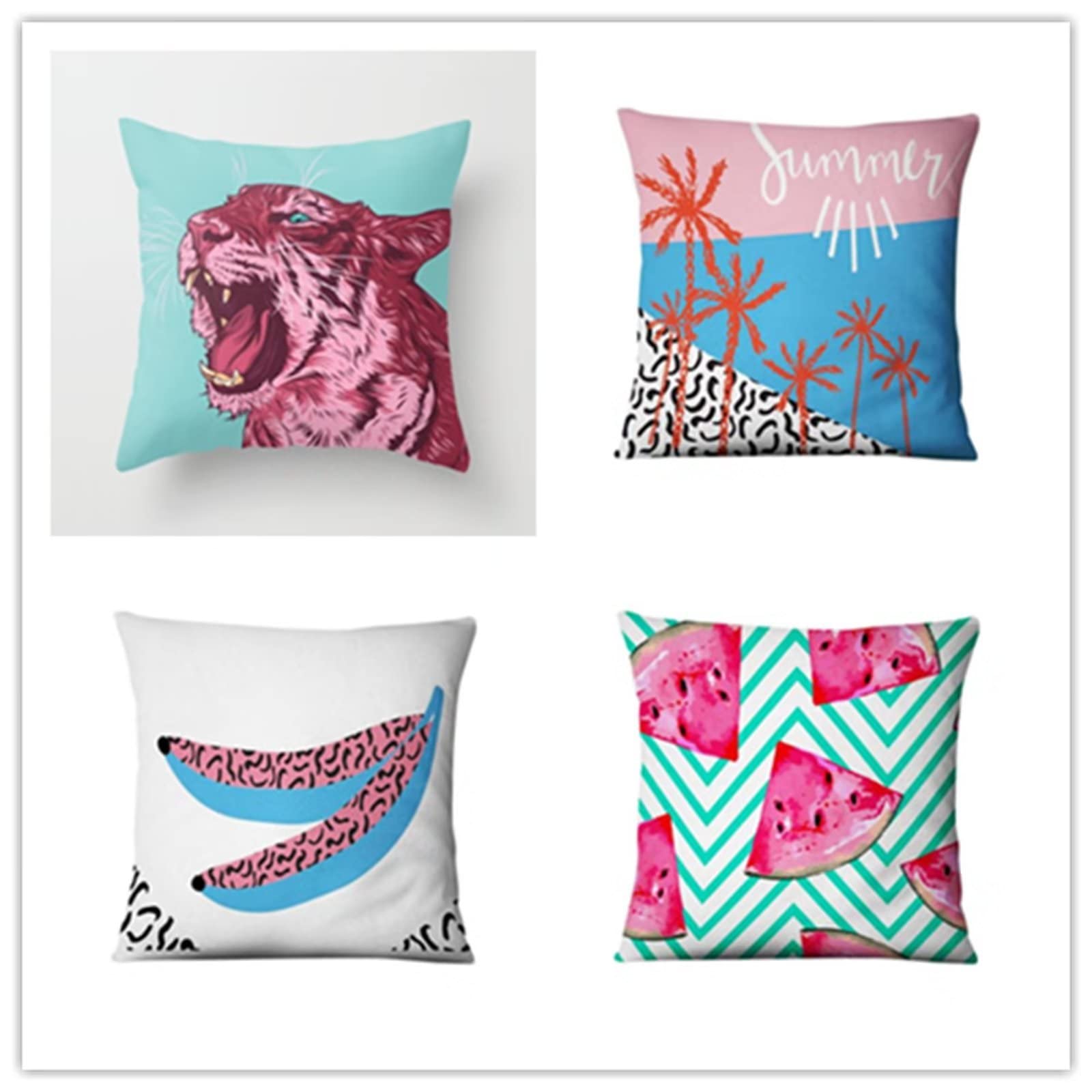 Cojines 80x80cm Tigre Simple Cojines Decorativos para Sofa Moderna Decorativa Cojín Juego de 4 para Decoración Hogar Soft Almohadas cuadradas Funda de Cojín D-3252
