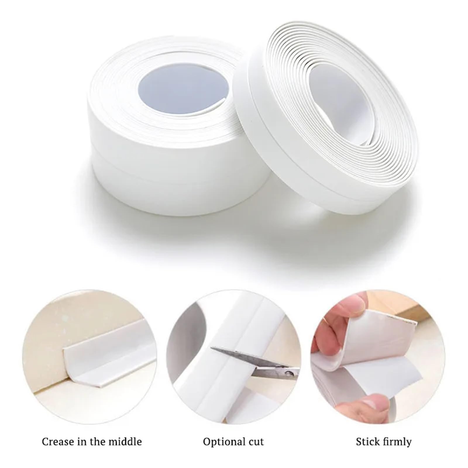 Nastro sigillante, 3 Rotoli di Nastro sigillante for Doccia da Bagno, in PVC, for WC, Nastri autoadesivi for lavello, Angolo Parete(Gray)